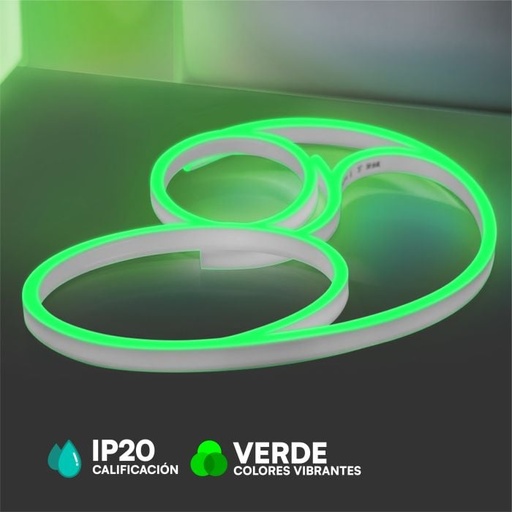 [6871] V-TAC Tira de Luz LED - Neon Flex - IP20 - Código de Color: Verde - Precio/1m (Rollo 10m)