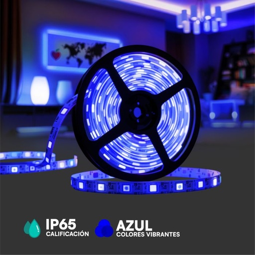 [23725] Tira de luz LED V-TAC - 220V - IP65 Impermeable - Código de color: Azul - Rollo de 10m