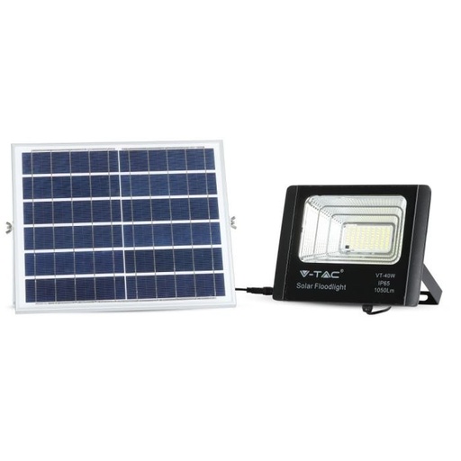 [8574] Proyector con panel solar V-TAC - Impermeable IP65 - Negro - 16W - 1050 Lumens - 4000K