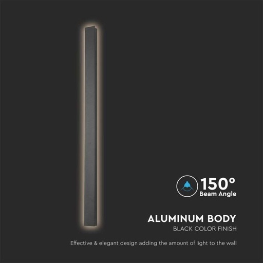 [10428] V-TAC LED Aplique Moderno - IP65 Impermeable - Cuerpo Negro - 10W - 1300 Lumens - 4000K