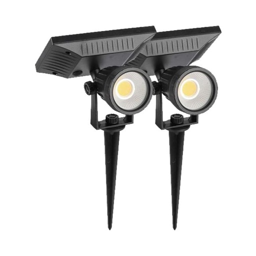 [6660] V-TAC Solar Spike Lights - IP65 Impermeable - Negro - 2W - 40 Lumens - 3000K - Pack de 2