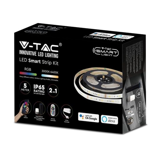 [2628] V-TAC Tira de luz LED Kits - 5m - IP65 Impermeable - RGB + 3IN1