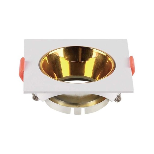 [6654] V-TAC Aro cuadrado LED - Empotrable - GU10 - IP20 - Blanco + Dorado
