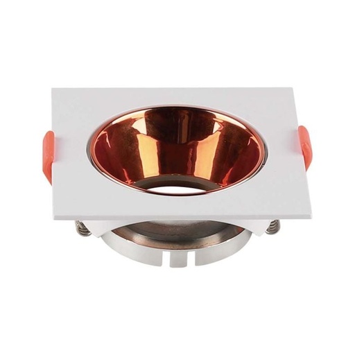 [6655] V-TAC Aro cuadrado LED - Empotrable - GU10 - IP20 - Blanco + Oro Rosa