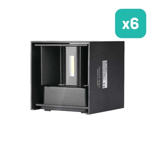 [217078] V-TAC Aplique LED Cuadrado - Bridgelux - IP65 Estanco - Negro - 5W - 700 Lumens - 3000K - Pack de 6