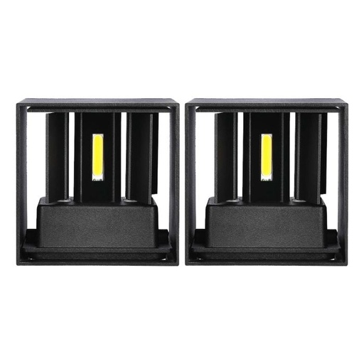 [217078] V-TAC Aplique LED Cuadrado - Bridgelux - IP65 Estanco - Negro - 5W - 700 Lumens - 3000K - Pack de 2
